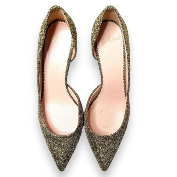 J. Crew Colette d'Orsay Pumps in Lurex Gold Metallic Glitter Heel Women’s Size 9 - Picture 4 of 11